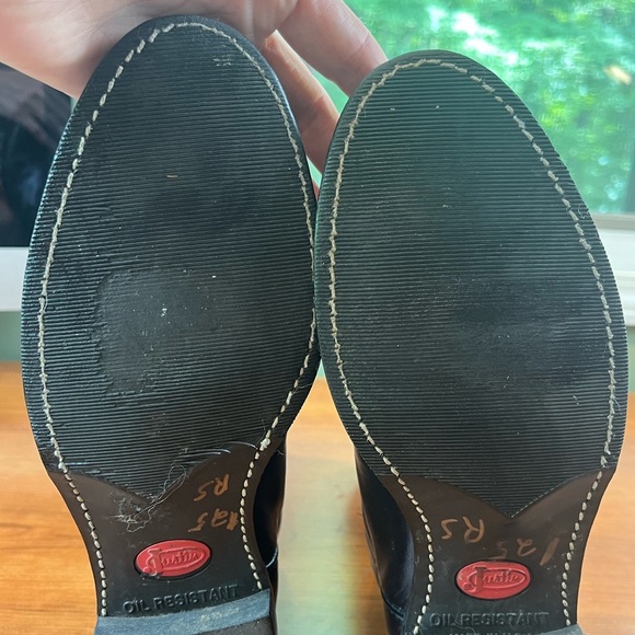 Vintage Justin Black Cowboy Boots Sz 8.5 Made in USA Registered Oil Resistant - Picture 16 of 16